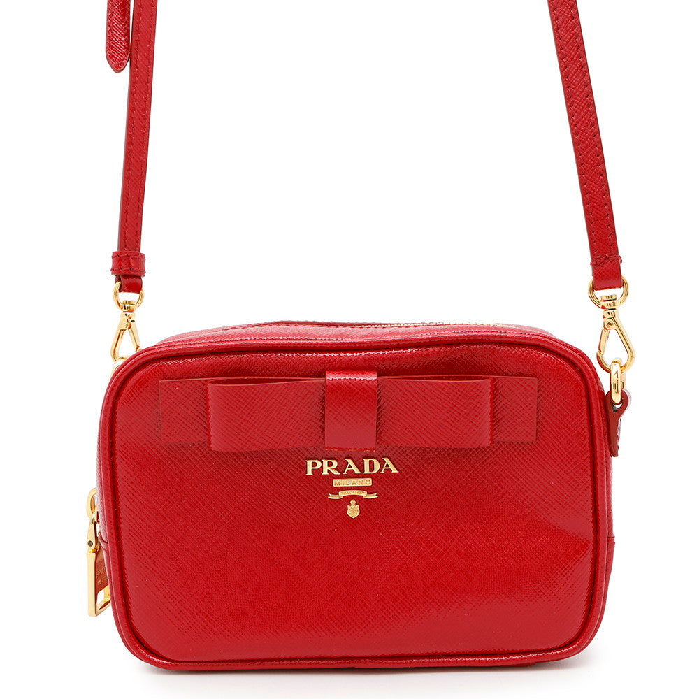 Camera Shoulder Bag Patent Leather Red