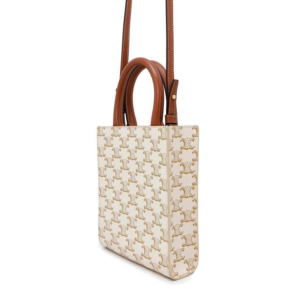 Triomphe Vertical Cabas Bzk. Bc Pvc Size Leather White Travel Bag
