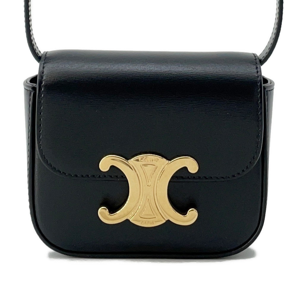 Triomphe Claude Shoulder Bag I Size Leather Black
