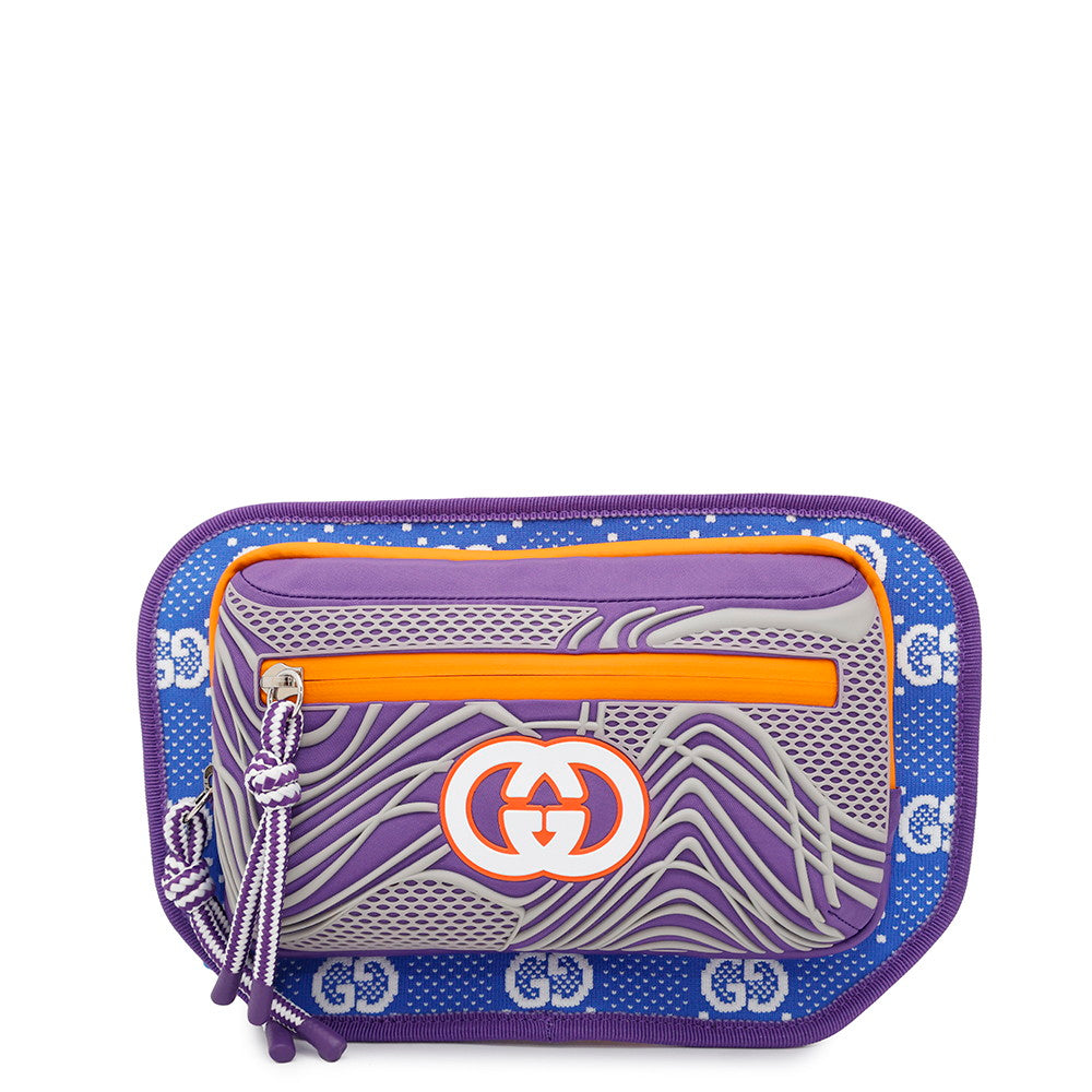 Gucci Ggnylon Belt Bag Purple Orange752102 Rubber Blue Accessory