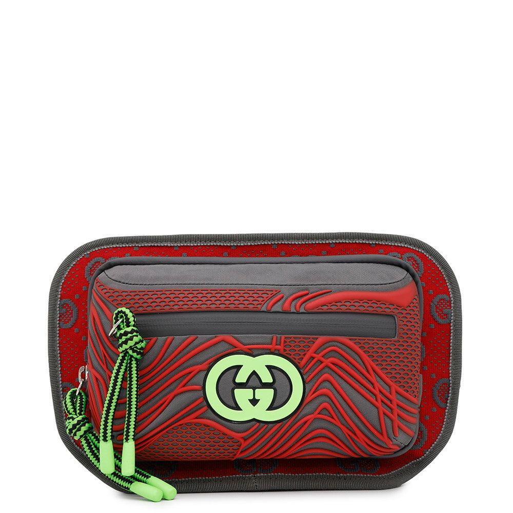 Gucci GGNylon Green752102 Rubber Red Gray Belt