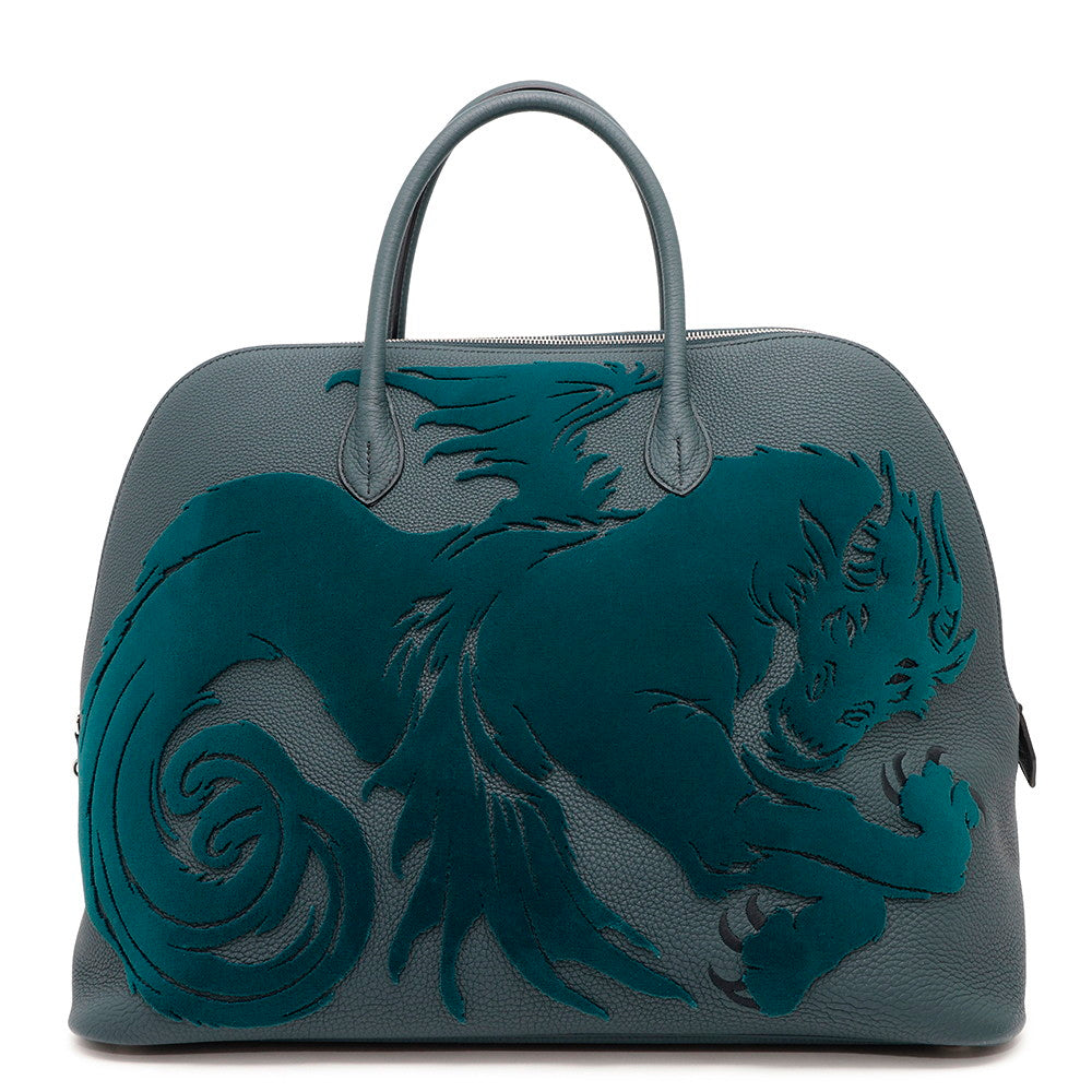 Bolide Chimeres Dragon Vert Shipley Togo Velvet Leather Travel Bag