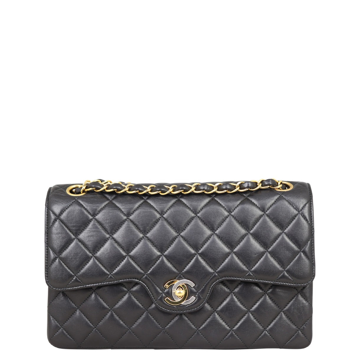 Chanel Two Tone CC Double Handbag Medium Flap
