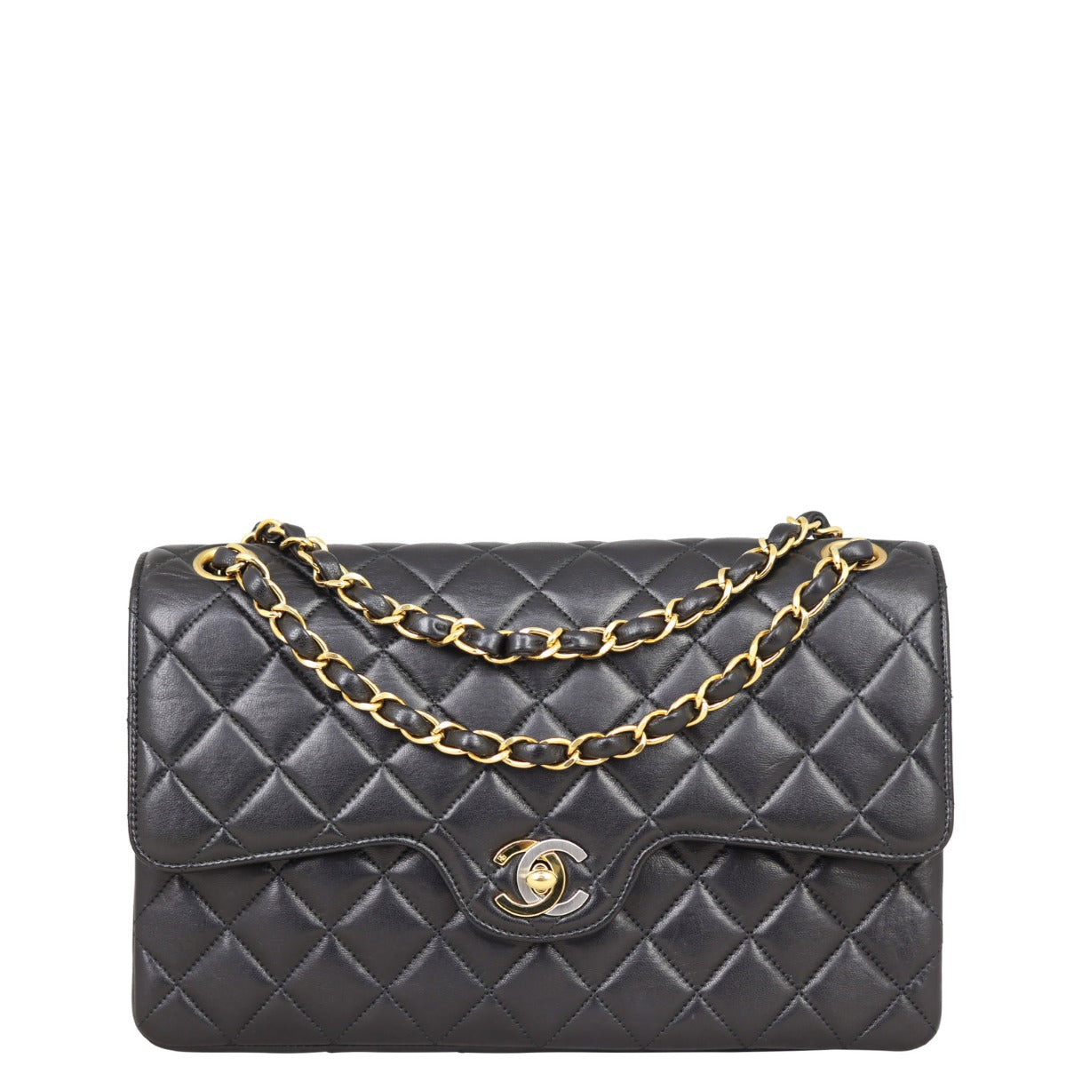 Chanel Two Tone CC Double Handbag Medium Flap