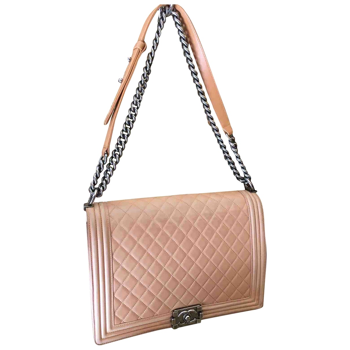 boy beige leather handbag Signature