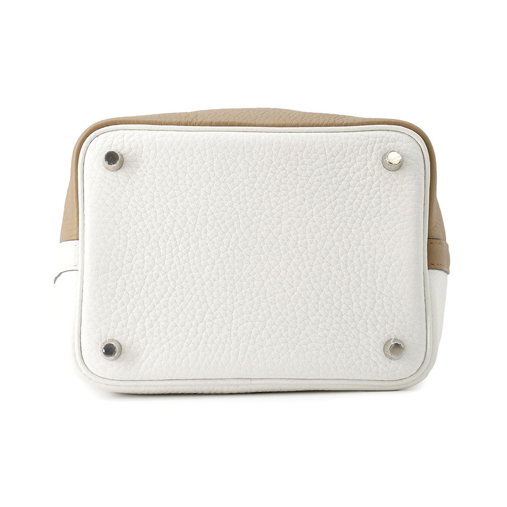 Picotin Lock Casaque Marfa New Macassar Taurillon Leather White Travel Bag