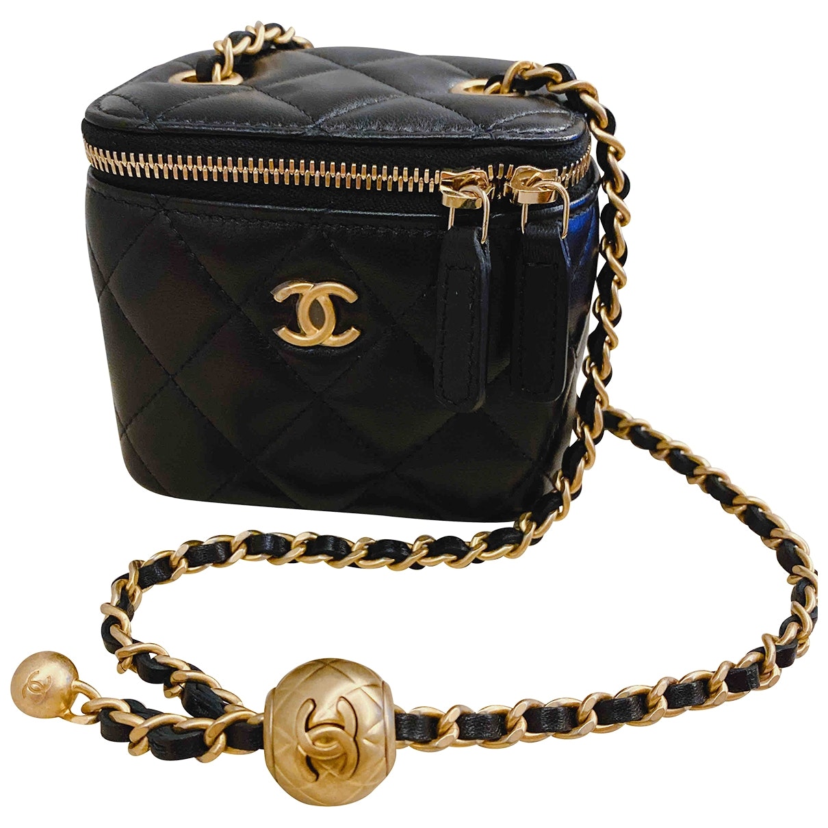 vanity black leather handbag Refined