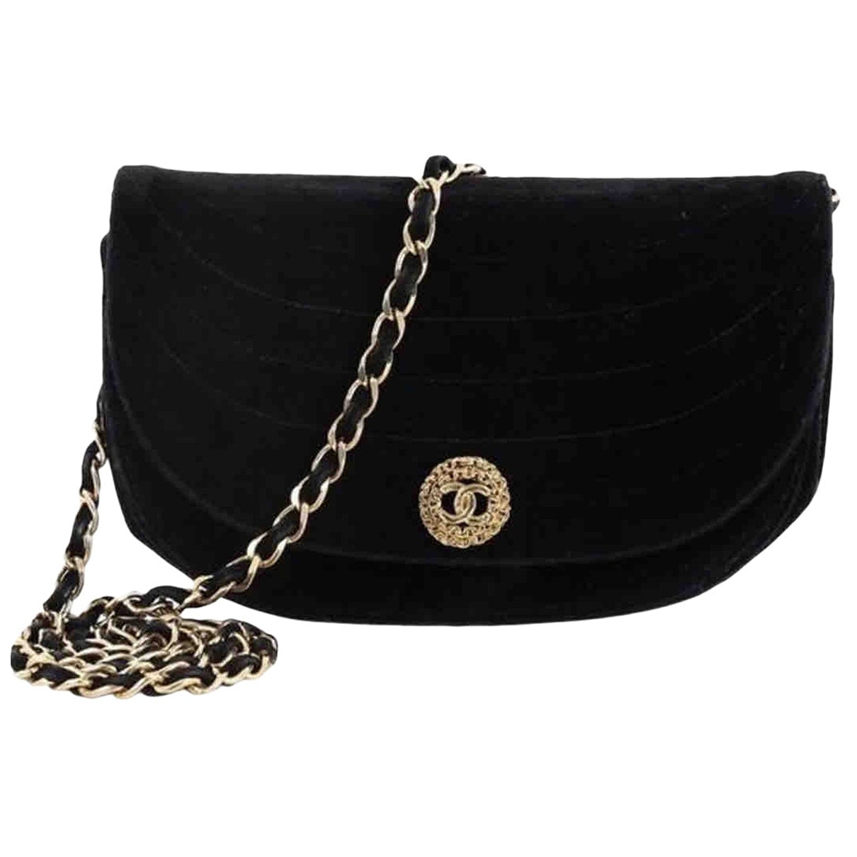 Chanel black velvet handbag