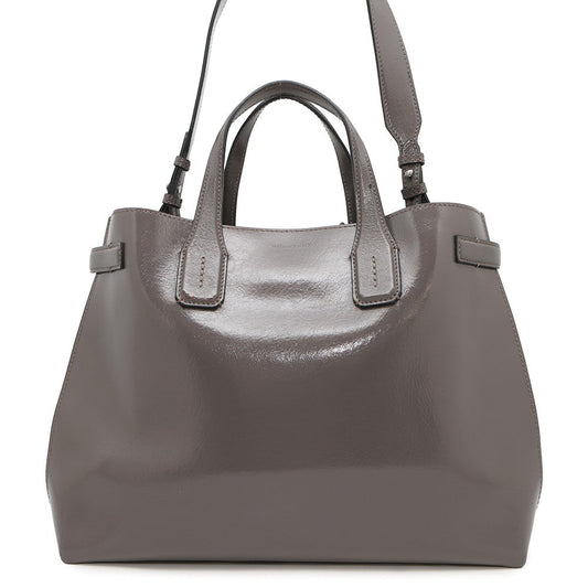 Burberry Soft Banner 2Waybag Handbag Leather Gray Travel Bag