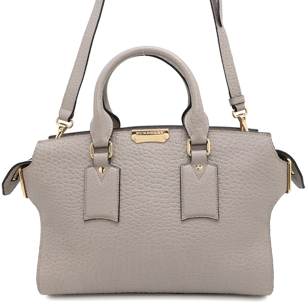 Burberry Clifton Insignia Gray3971049 Handbag Leather Medium Travel Bag