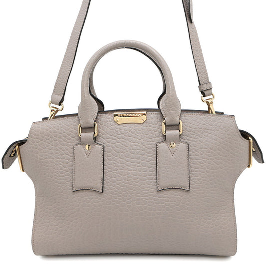 Burberry Clifton Insignia Gray3971049 Handbag Leather Medium Travel Bag