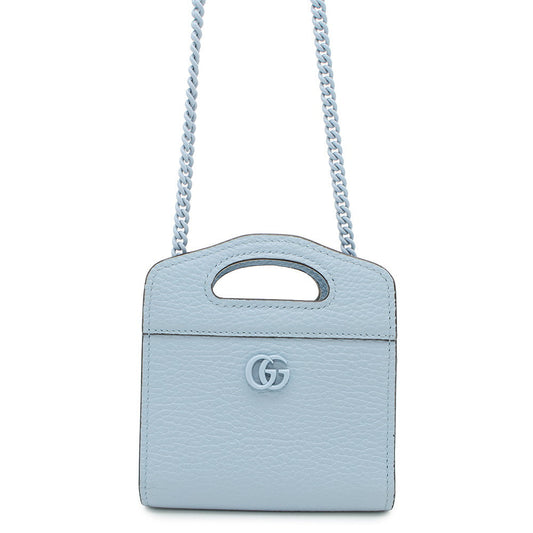 Gucci Double G Compact Light Leather Chain Wallet Case