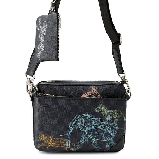Louis Vuitton Trio Messenger Animal NoirN58040 Graphite Damier Crossbody Bag