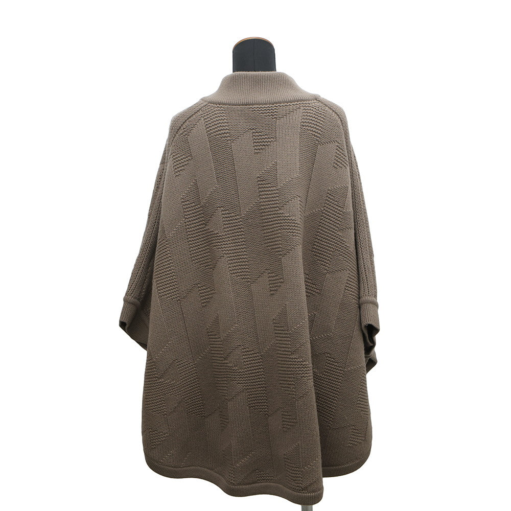 Poncho "H" Motif Size Wool Handbag Brown Travel Bag
