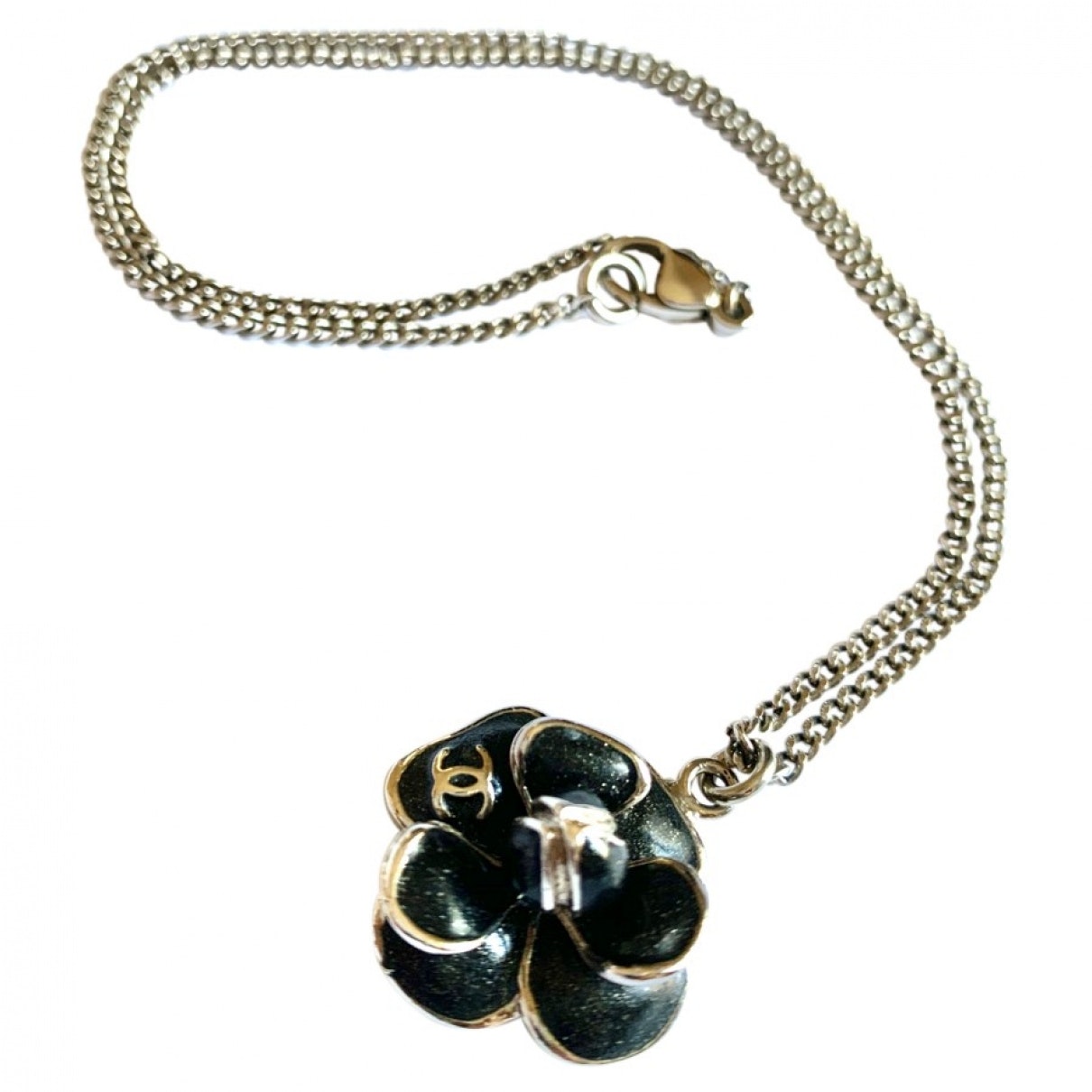 Chanel camélia black steel necklaces Jewelry