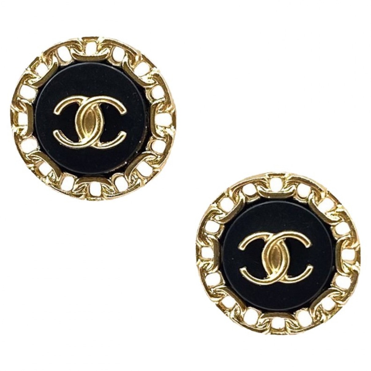 Chanel cc black metal earrings Jewelry