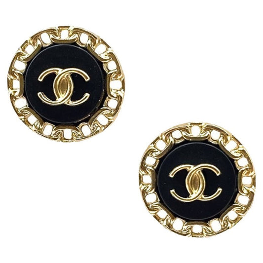 Chanel cc black metal earrings Jewelry