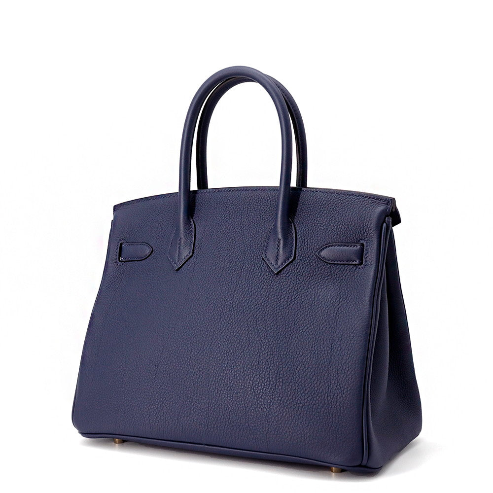 Birkin Navy Togo Size Handbag Leather Blue Travel Bag