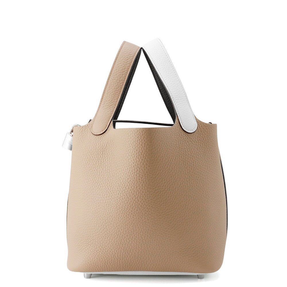Picotin Lock Casaque Marfa New Macassar Taurillon White Beige Travel Bag