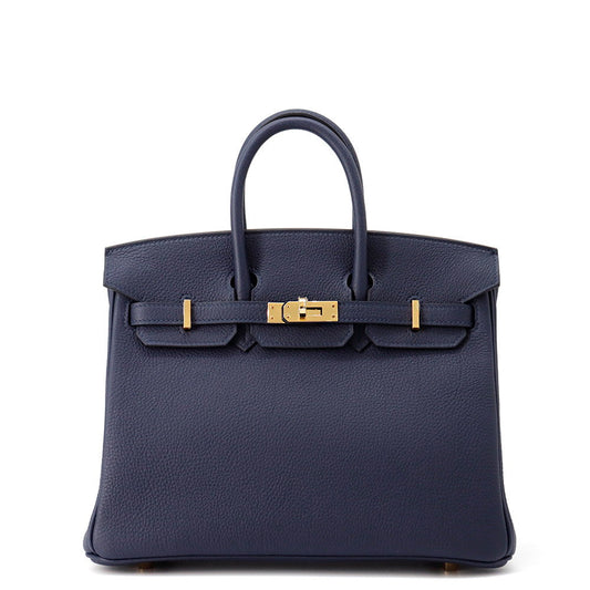 Birkin Abysse Togo Size Handbag Leather Blue Travel Bag