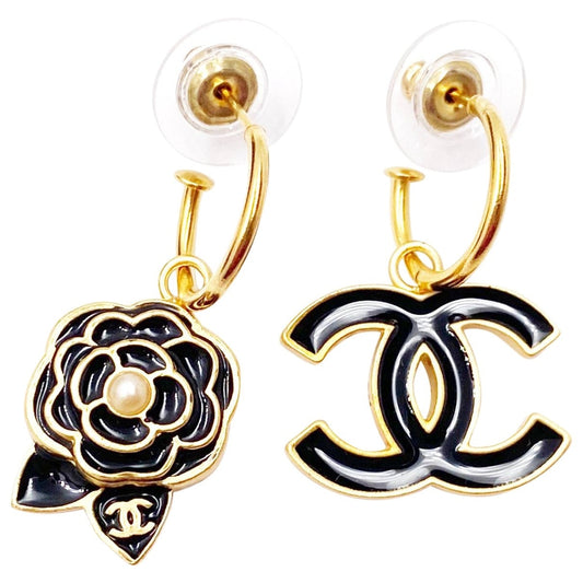 cc black metal earrings Jewelry Signature
