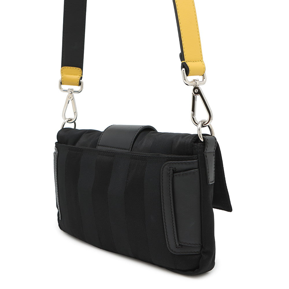 Fendi Pecan For Men Yellow7Va472 Leather Nylon Black Bucket Bag
