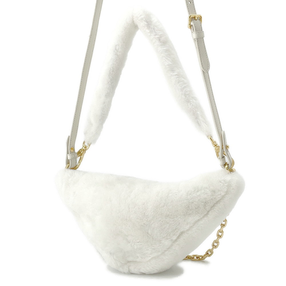 Triangle Way Shoulder Bag Bc Fur Leather White