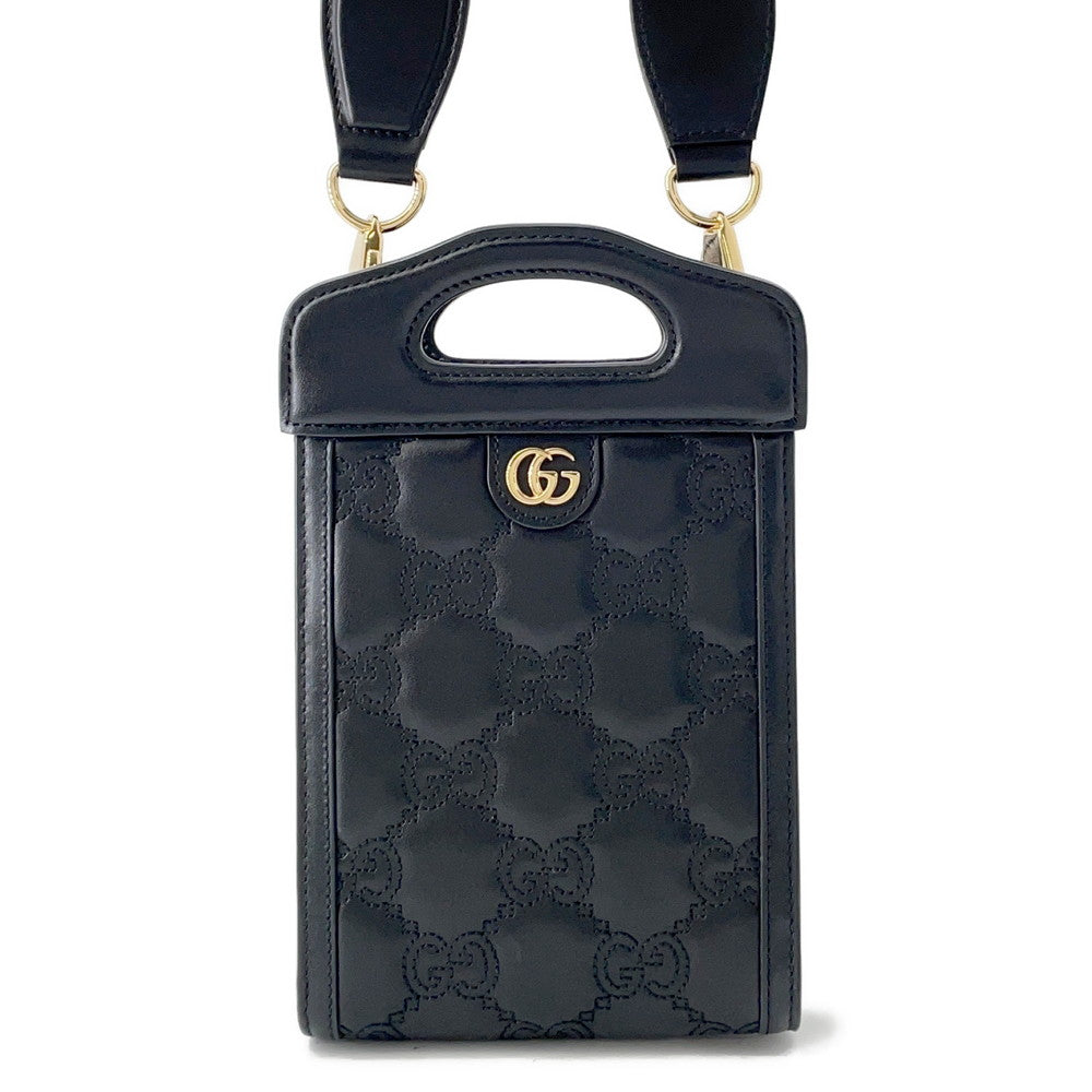 Gucci GGMatelasse 2WAY Black723776 Size Leather Mini Top Handle Shoulder Bag