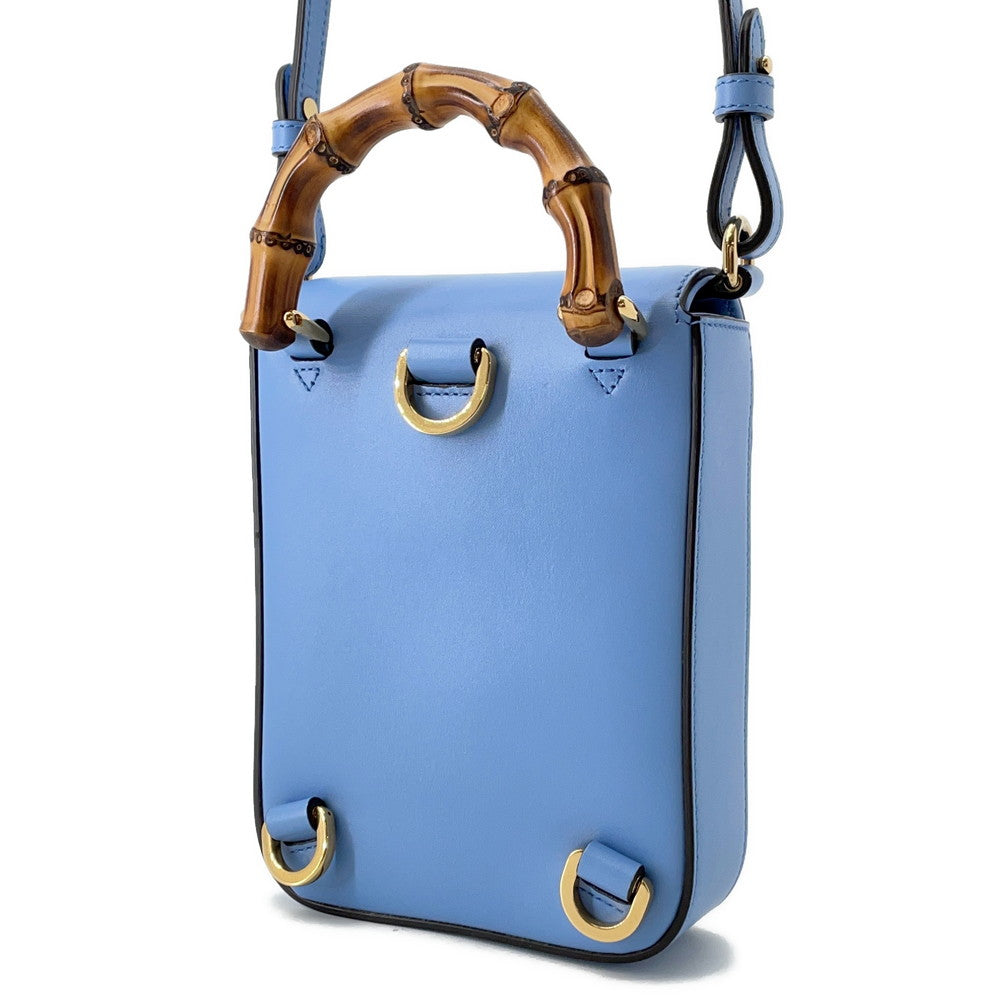 Gucci Bamboo 3WAY Backpack Light Blue702106 Leather Mini