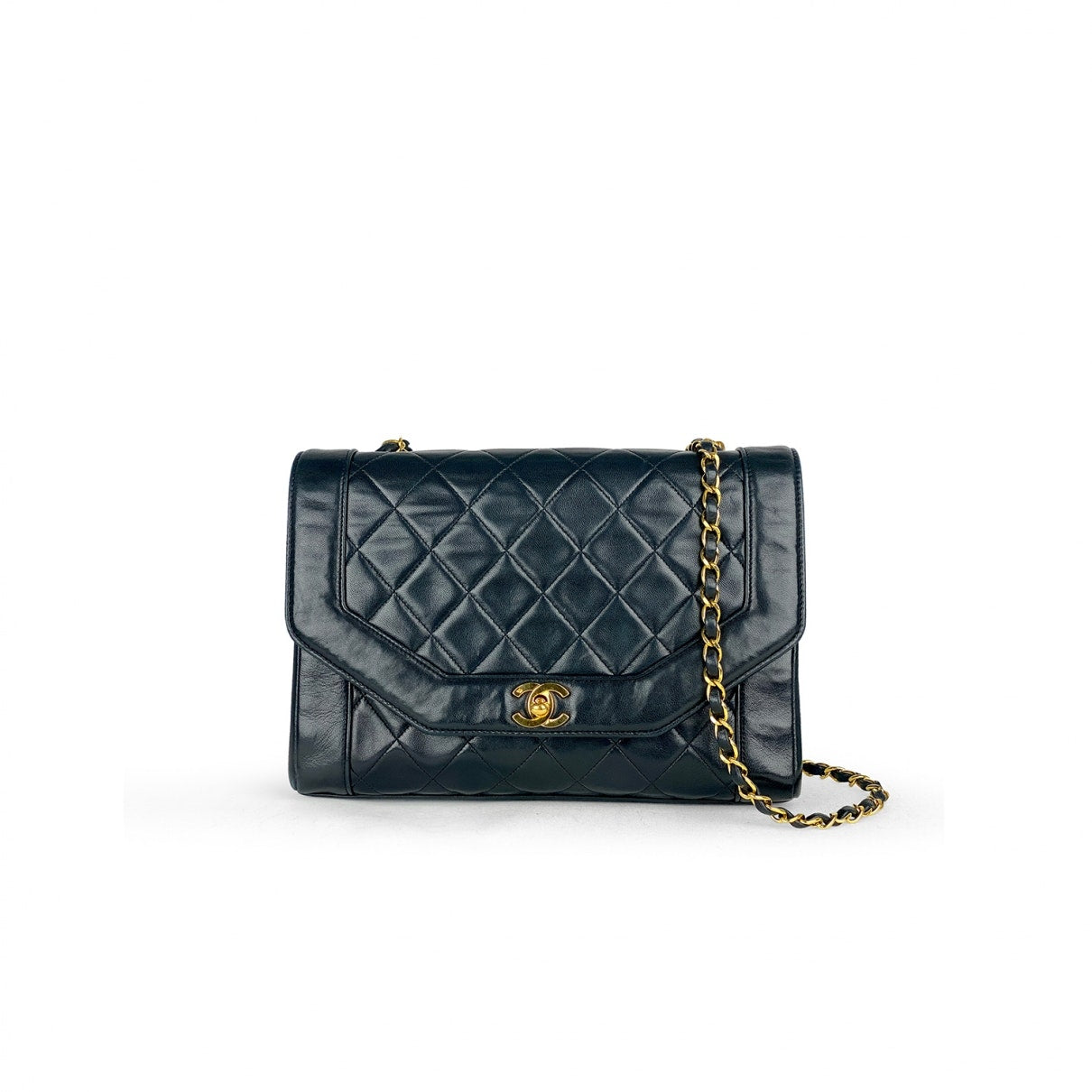 diana black leather handbag Elegant
