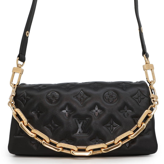 Louis Vuitton PochetteCoussin PinkM83359 ・Pattern Lamb Monogram Leather Noir Clutch Bag