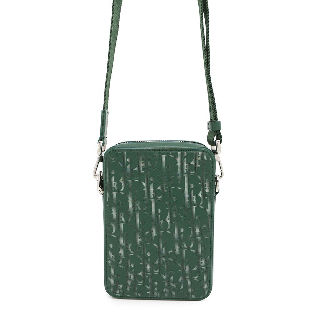 Dior World Tour Messenger Pouch Esbc Clp Handbag Leather Green Travel Bag