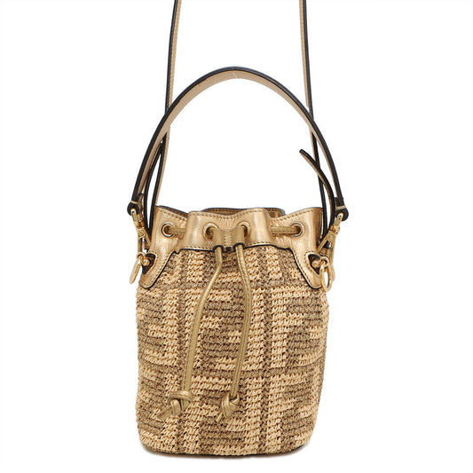 Fendi Shoulder Bag ?Montresor Gold8BS010 Straw Leather Mini