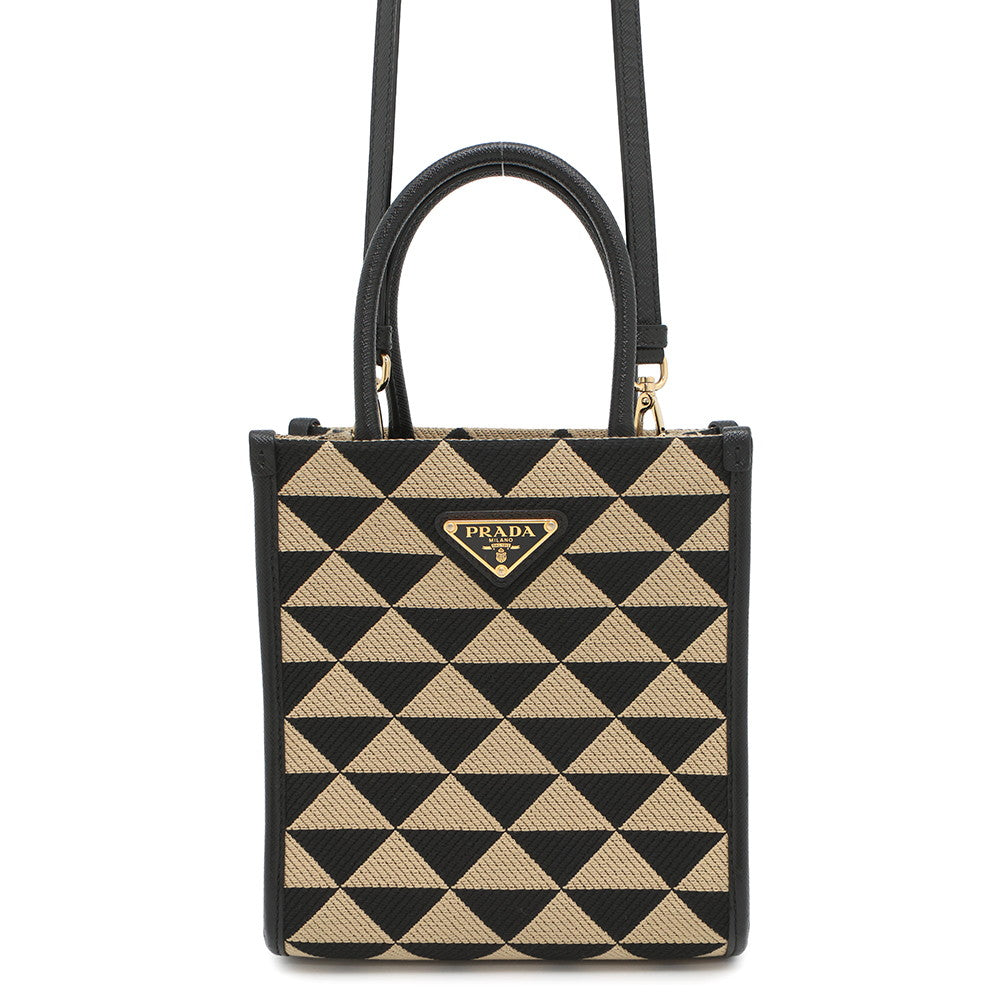 Symbol Embroideryfabric Mini Bag Ba Canvas Black Travel Bag