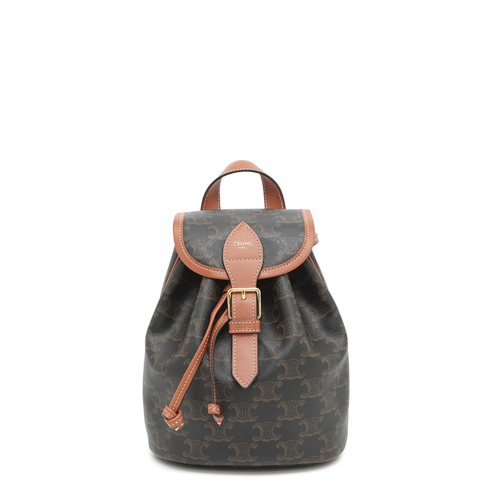Triomphe Falco Backpack Pvc Calf Size Handbag Leather Tan
