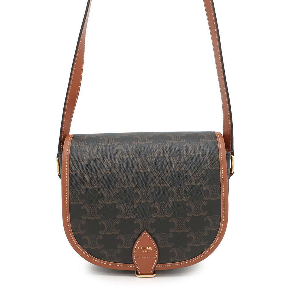 Triomphe Folco Shoulder Bag Pvc Size Leather Tan