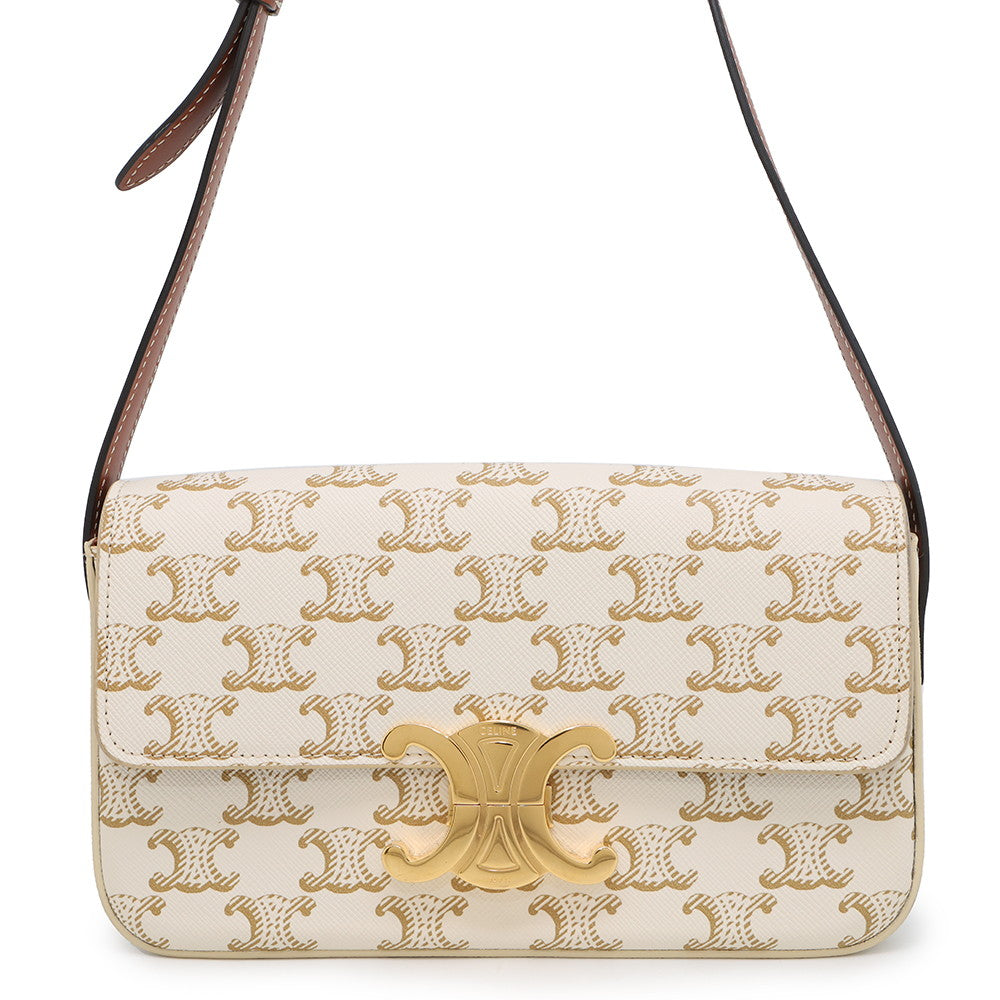 Claude Triomphe One Shoulder Bag Pvc Calf Leather White