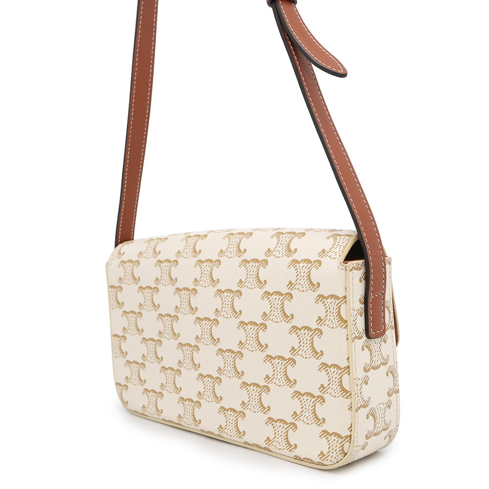 Claude Triomphe One Shoulder Bag Pvc Calf Leather White