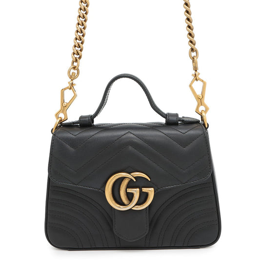 Gucci GG Marmont Black547260 Size Leather Small Top Handle Travel Bag