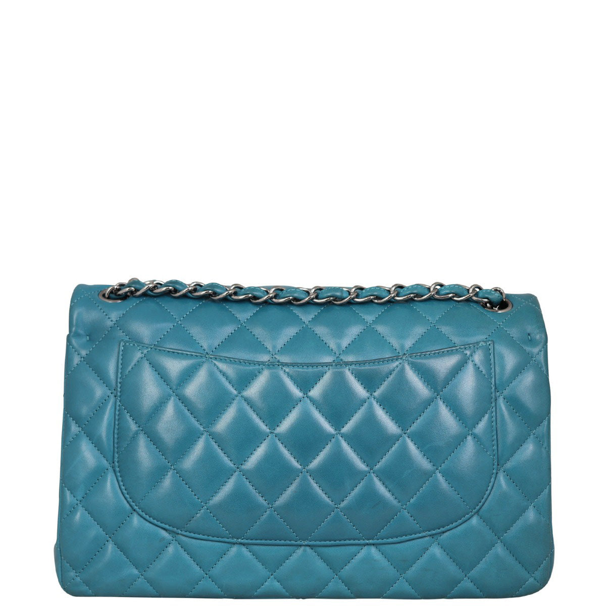 Chanel Classic Double Jumbo Peacock Handbag Blue Flap