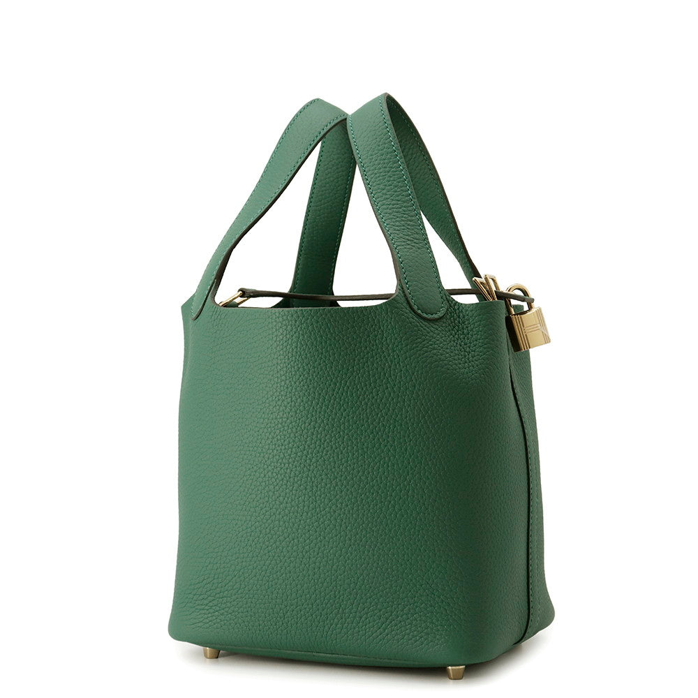 Picotin Lock Vert Moyen Taurillon Clemence Size Travel Bag