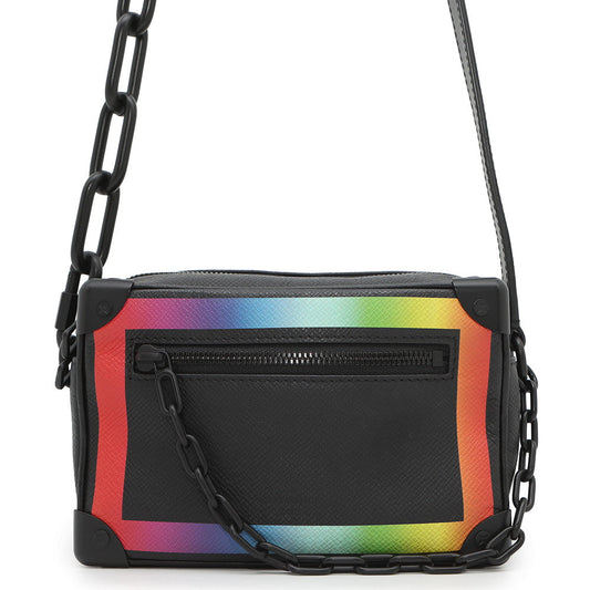 Louis Vuitton Soft Trunk Righe RainbowM30351 Taiga Leather Noir Mini Bag