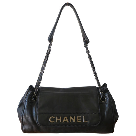 black leather handbag Signature Refined