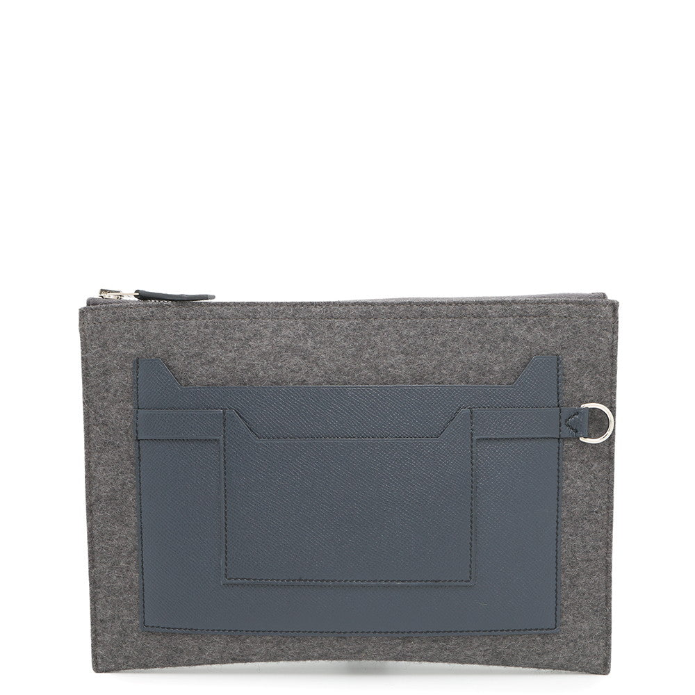 Toudou Gray Navy Felt Epsom Size Handbag Travel Bag