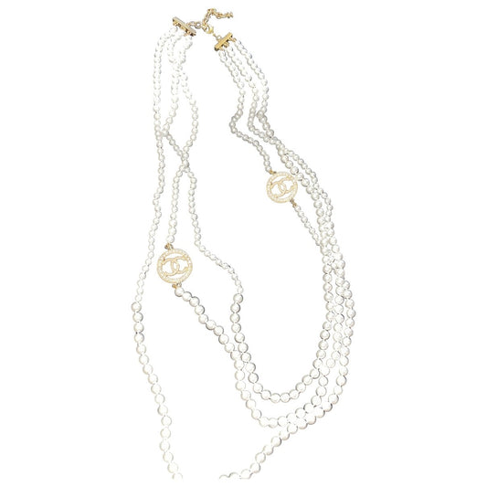 Chanel cc white pearls long necklaces Jewelry