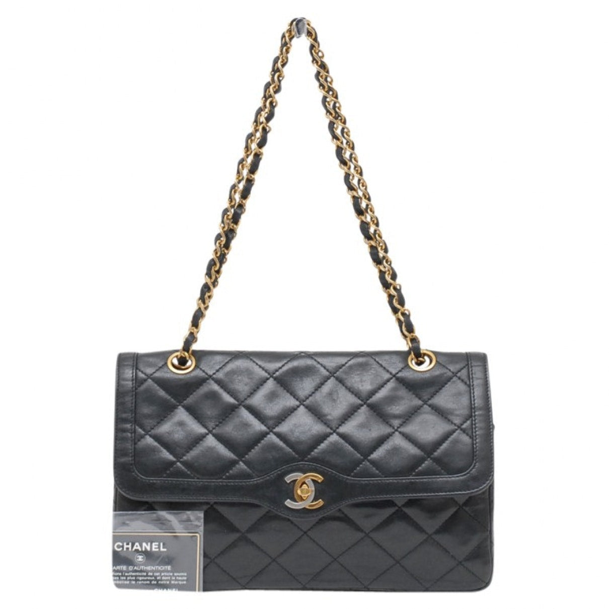 black leather handbag Signature Elegant