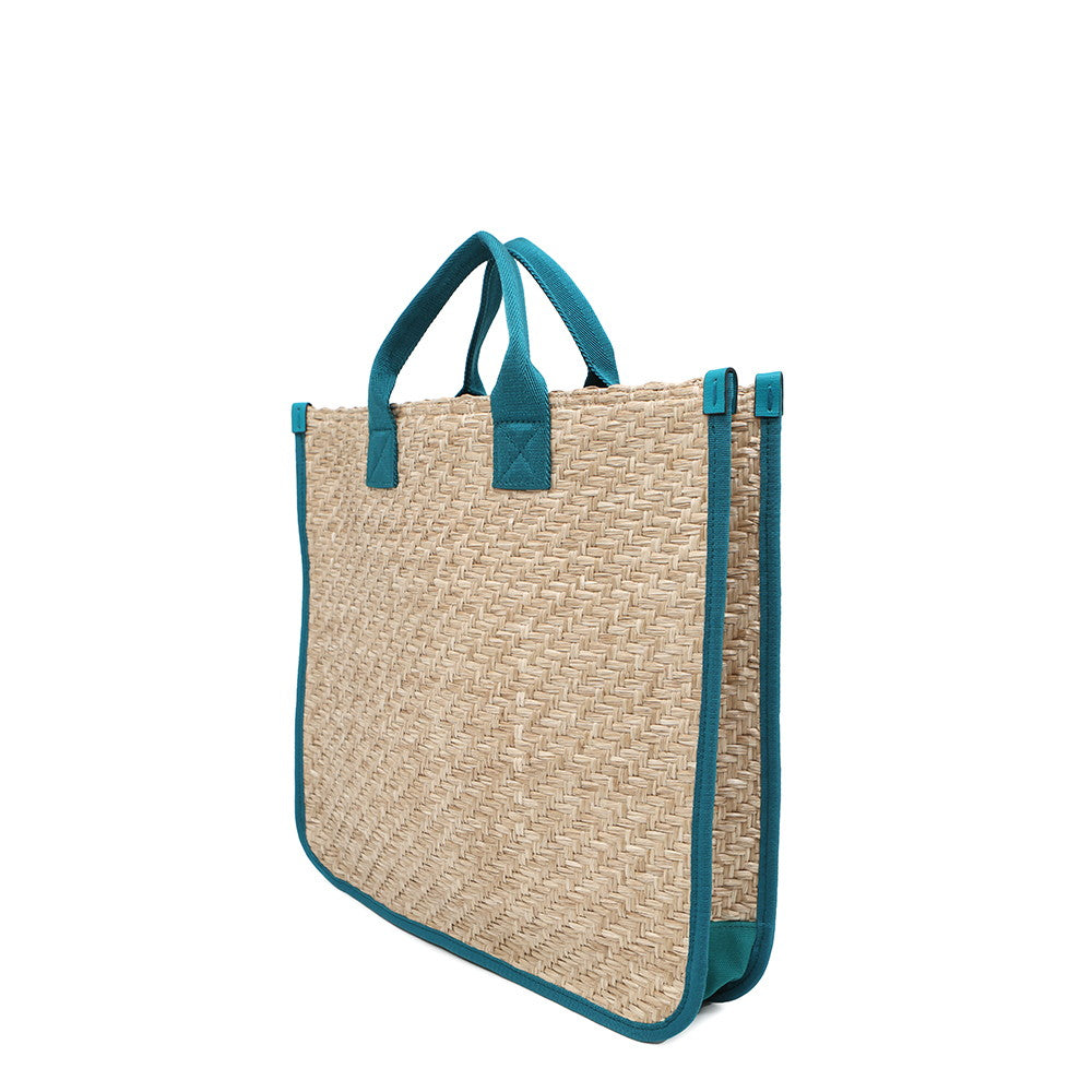 Gucci Children's Emerald Green605831 Straw Beige Tote Bag