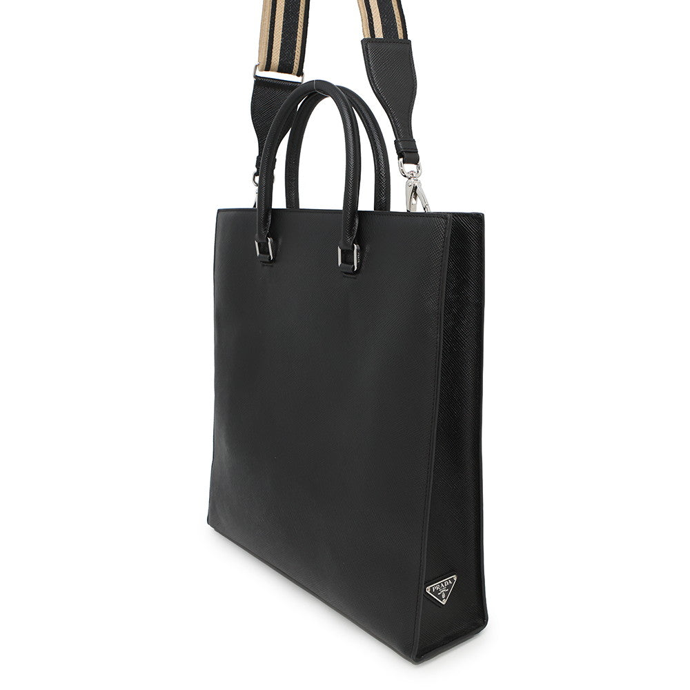 Saffiano Way Tote Bag Vg Leather Black