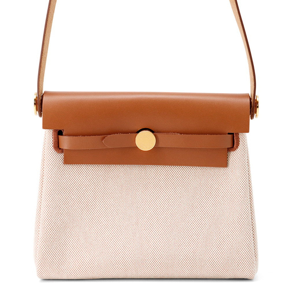 Herbag Zip Fauve Toile Military Vache Hunter Leather Mini Travel Bag
