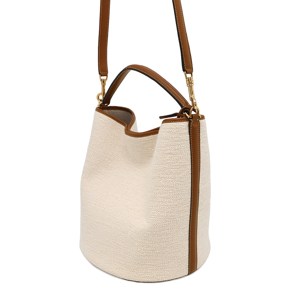 Bucket Natural Size Handbag Leather Canvas Bucket Bag